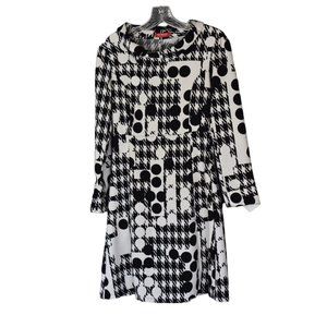 Women's  Hot Mama Black White Mod Dress Polka Dot & Squares S